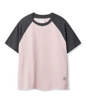 (우먼) 레글런 배색 반소매 티셔츠_핑크