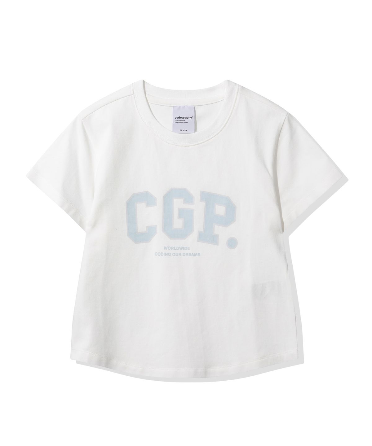 코드그라피(CGP) (우먼) 슬림핏 CGP 아치 로고 반소매 티셔츠_화이트