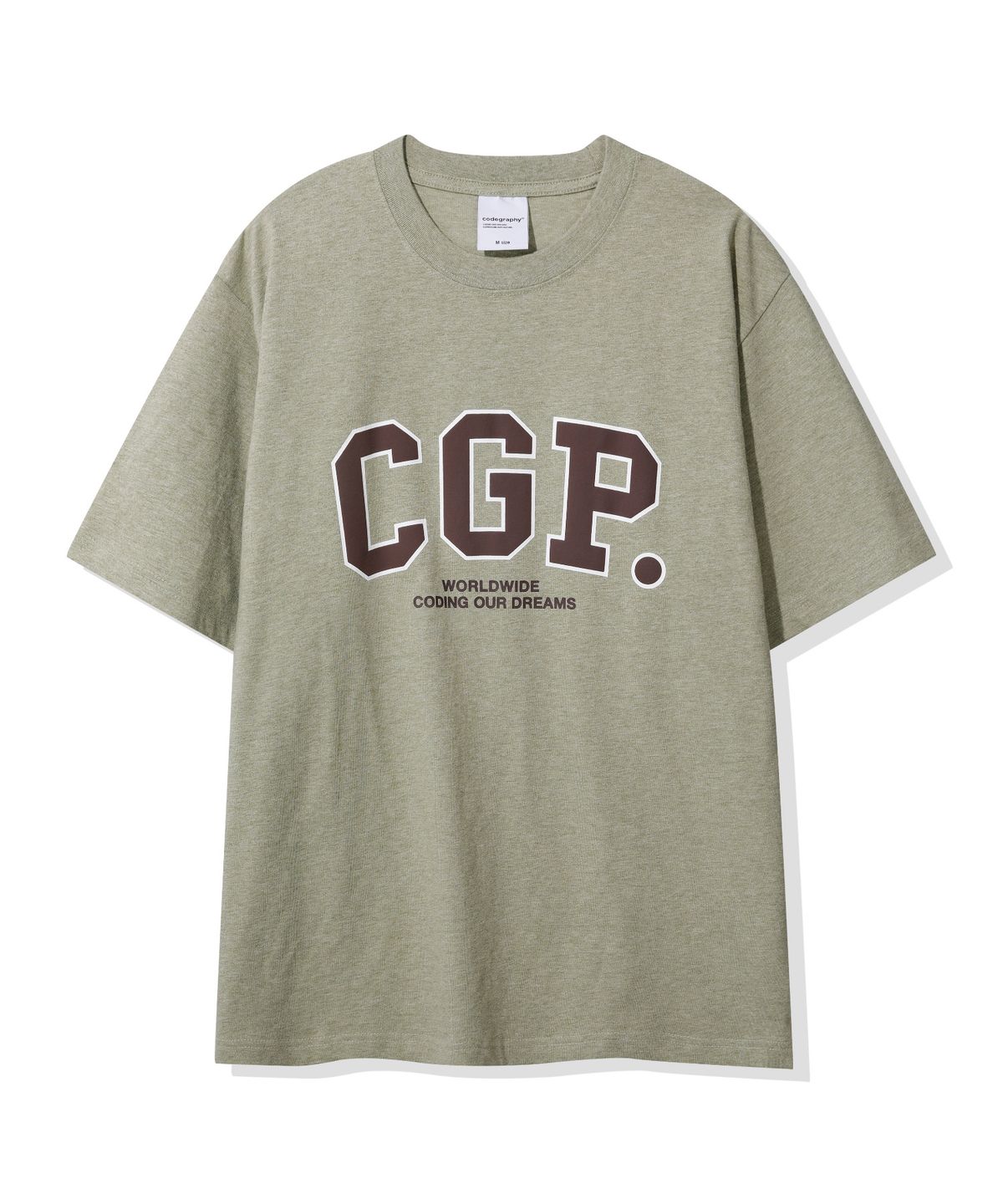 코드그라피(CGP) CGP 아치 로고 유색멜란지 반소매 티셔츠_카키
