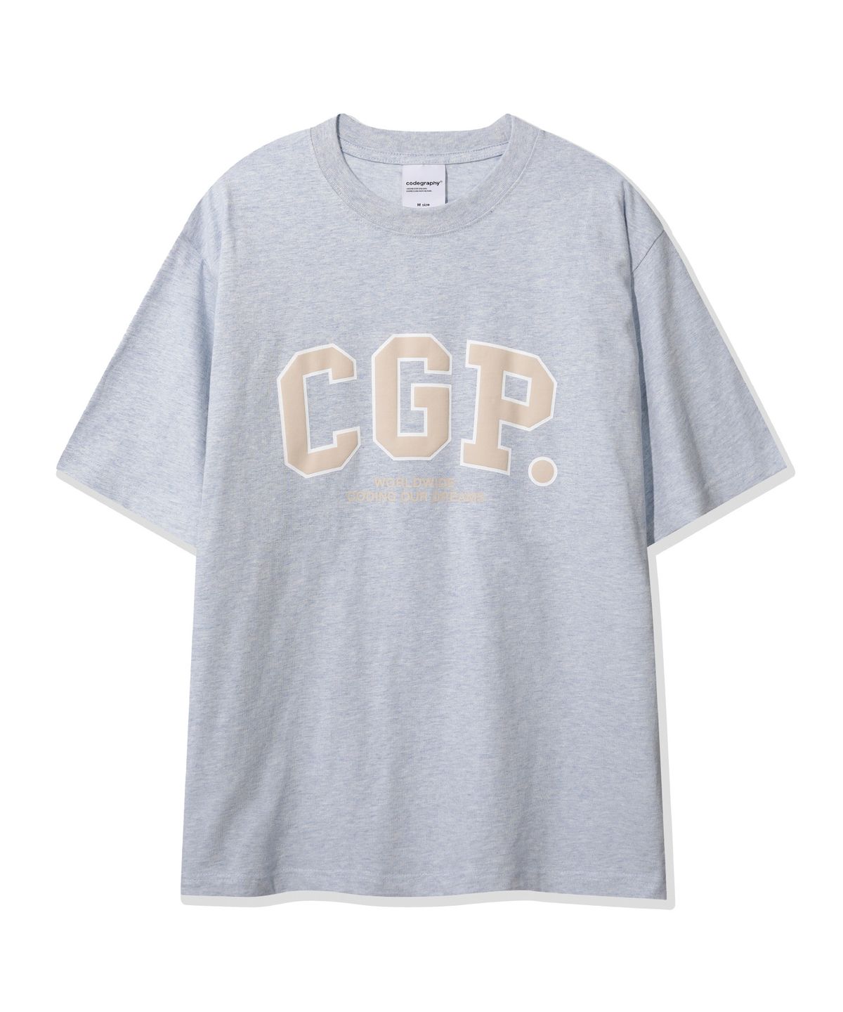 코드그라피(CGP) CGP 아치 로고 유색멜란지 반소매 티셔츠_스카이블루