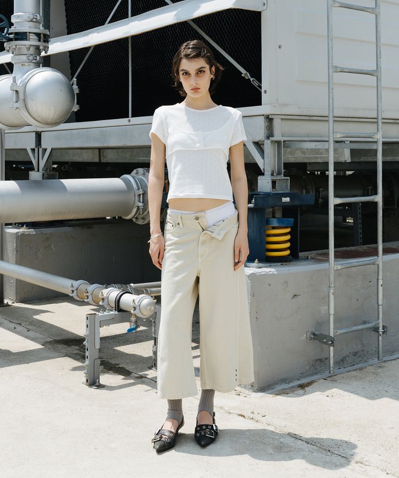 MOCK BUSTIER LAYER TEE WHITE