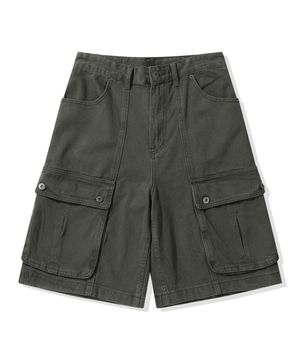 코튼 트윌 카고 쇼츠_카키