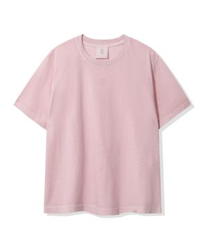 (우먼) 크롭 피그먼트 반소매 티셔츠_핑크