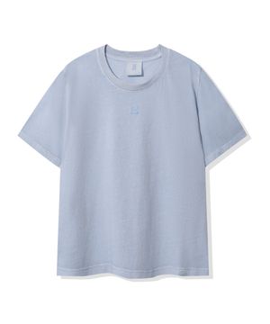 (우먼) 크롭 피그먼트 반소매 티셔츠_스카이블루