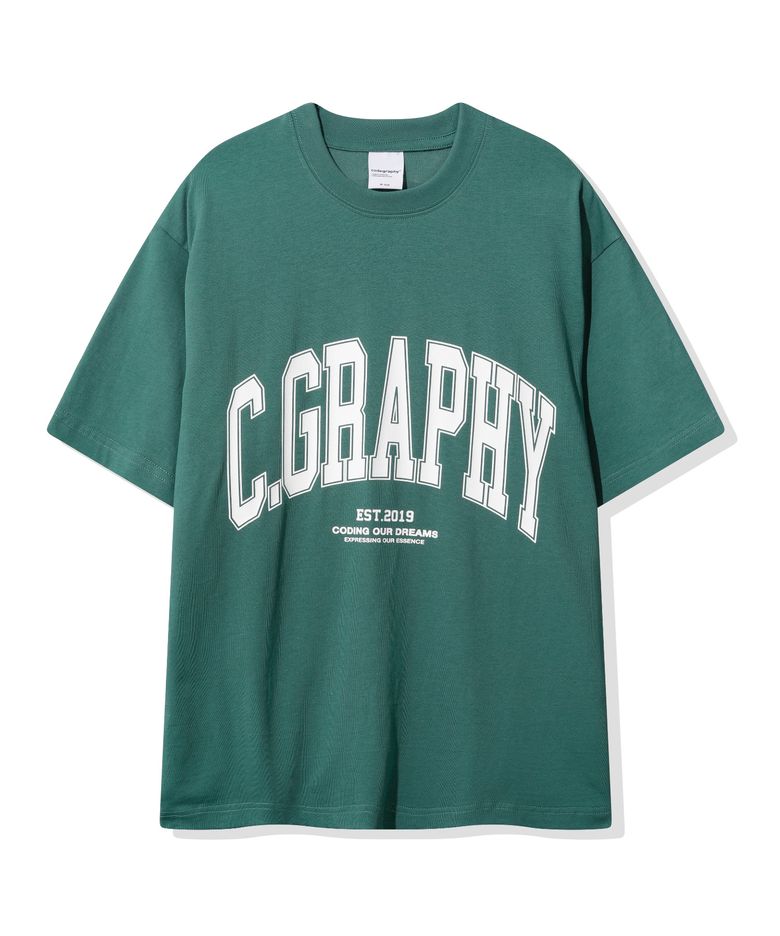 C.GRAPHY 아치로고 반소매 티셔츠_제이드그린