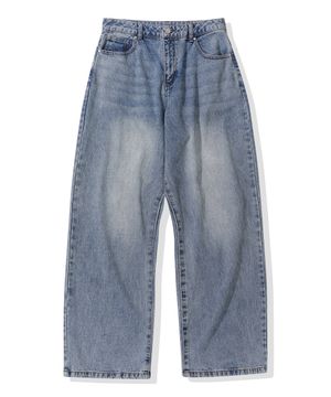 (우먼) 와이드 데님 팬츠_워시드 블루