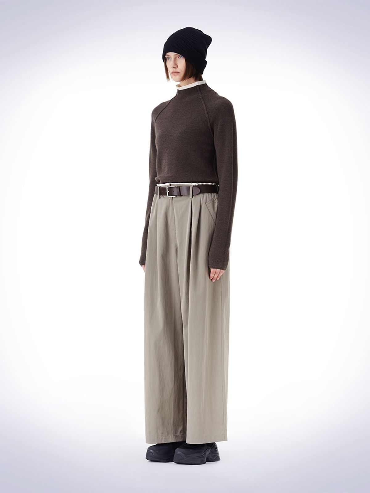 하우스공칠이씨(HAUS072C) RAGLAM ARRANGE TURTLE KNIT BROWN