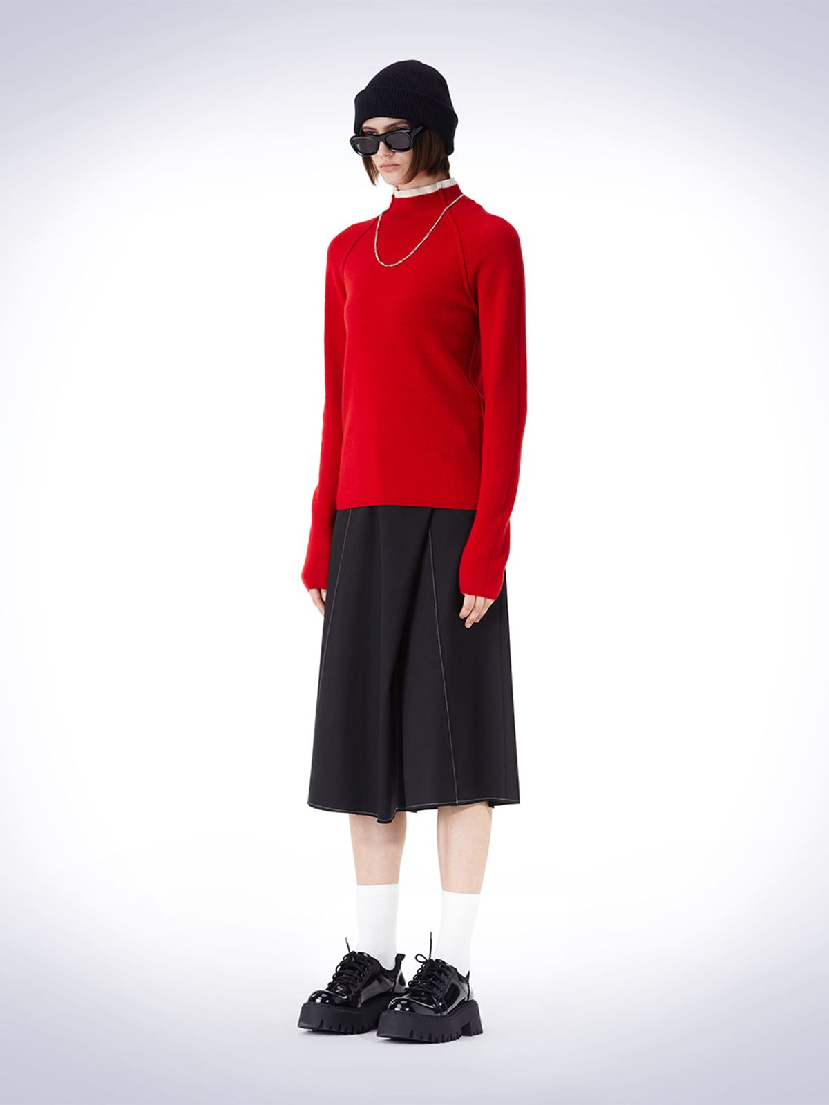 하우스공칠이씨(HAUS072C) RAGLAM ARRANGE TURTLE KNIT RED