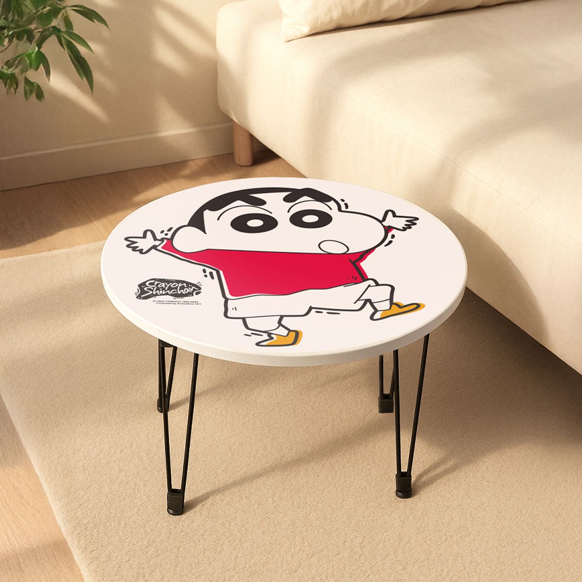 레토(LETO) 짱구 흰둥이 접이식 원형 테이블