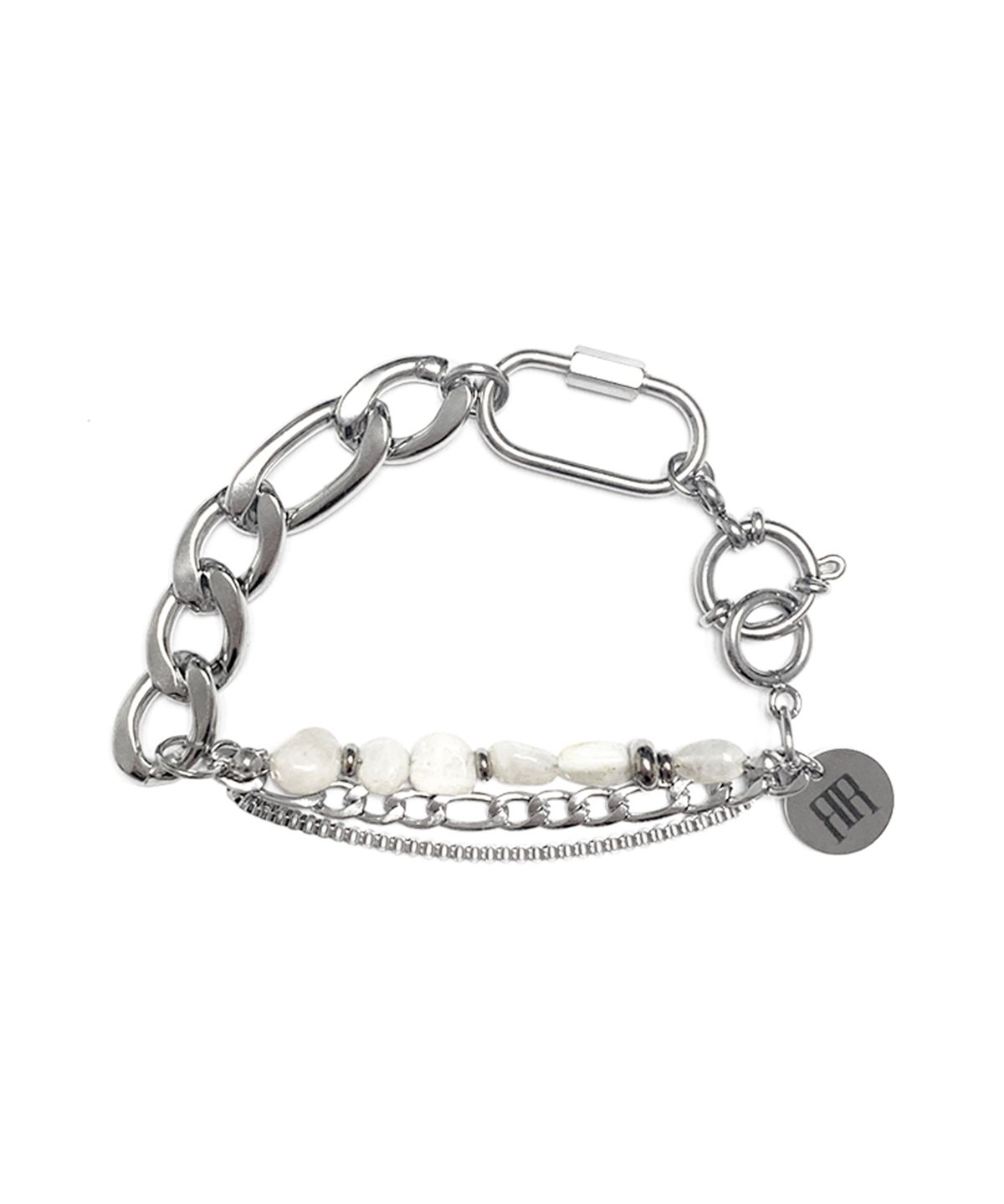 라드픽션(RAD FICTION) BARAT CARABINER GEMSTONE CHAIN BRACELET / MOON DUST