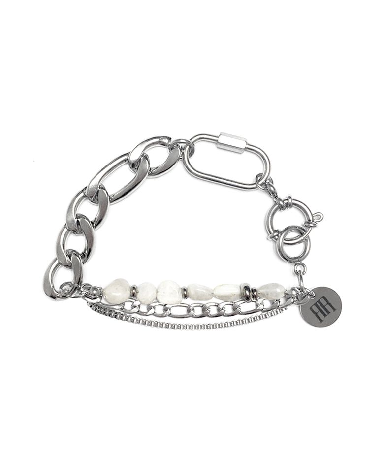BARAT CARABINER GEMSTONE CHAIN BRACELET / MOON DUST