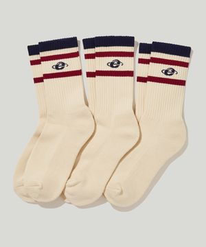 [3-PACK] 7012 애슬레틱 삭스 빈티지 크림