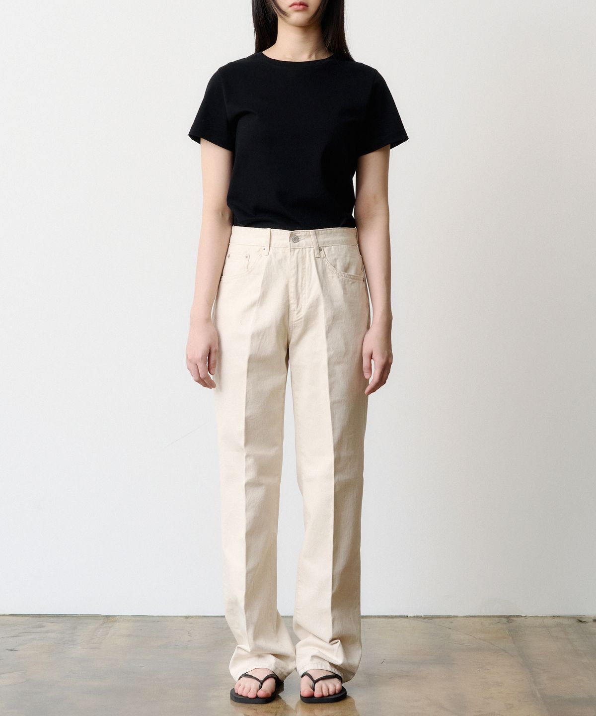 덴메이드(DENMADE) (WOMEN) DEN0653 Crease Chino Pants (Natural Cream)
