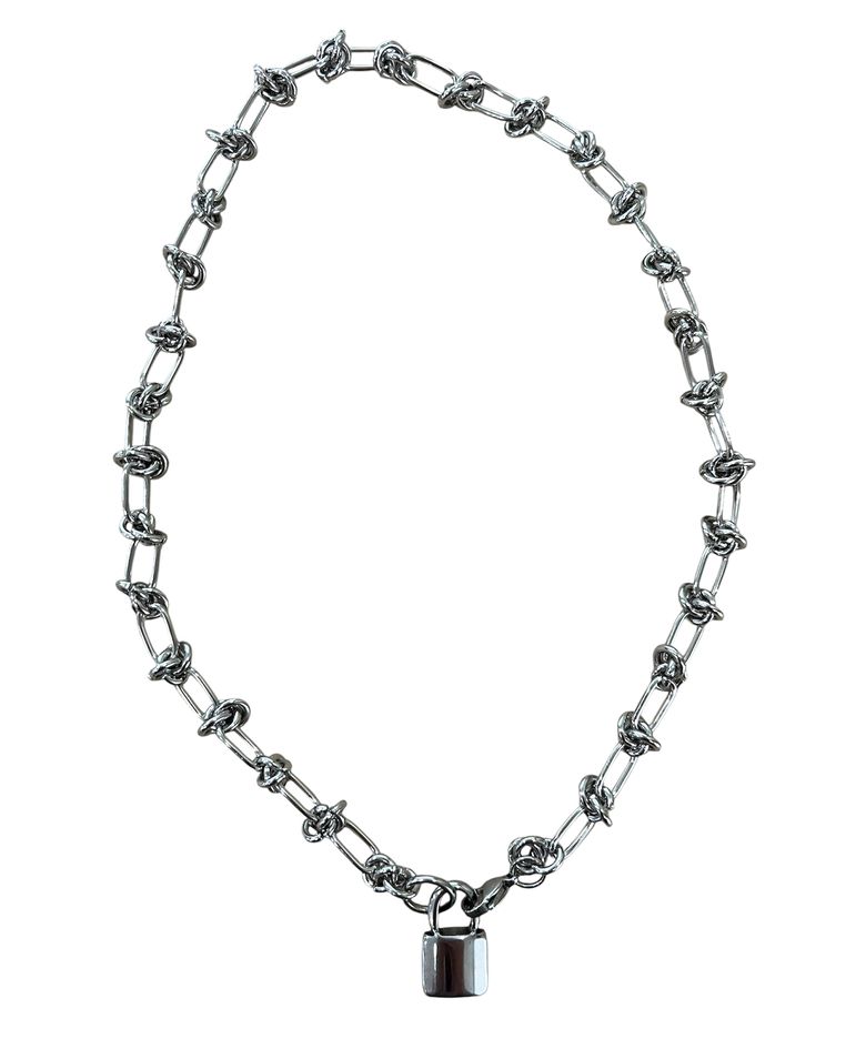 Padlock Mixed Ring Chain Necklace ((steel))