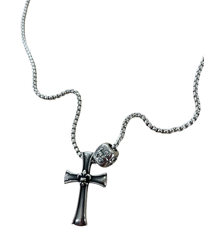 Antique Cross Long Chain Necklace ((steel))