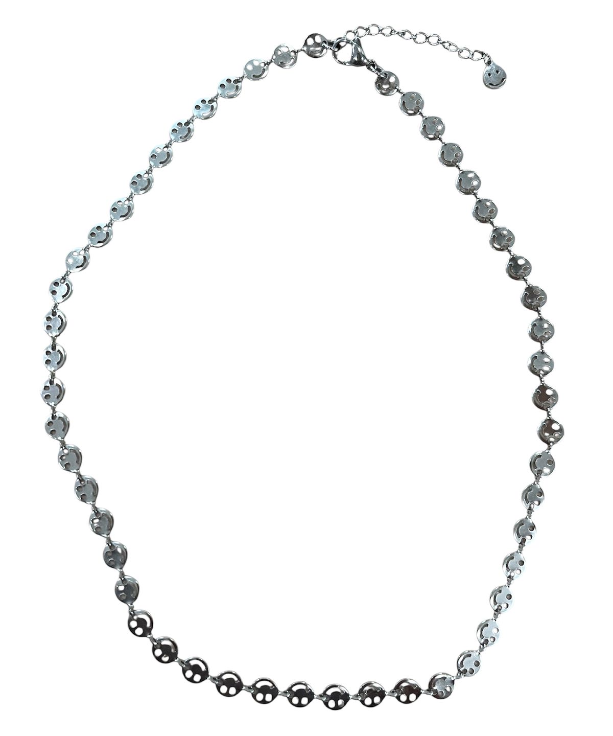 스케이터락(SK8ER ROCK) Smiley In Row Chain Necklace ((steel))