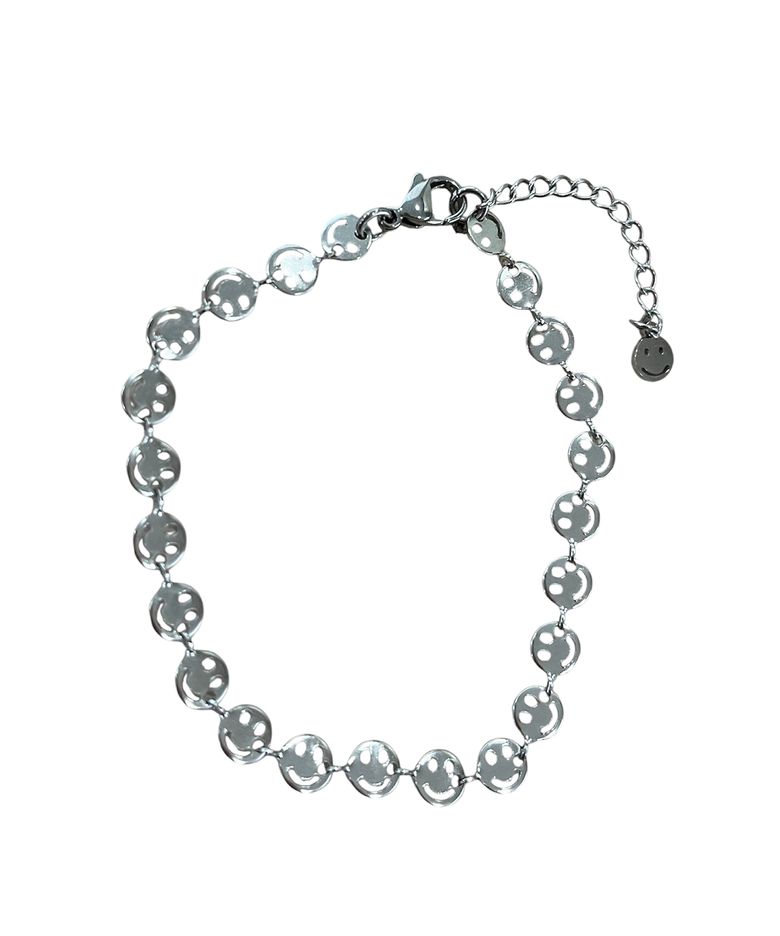 Smiley In A Row Chain Bracelet ((steel))