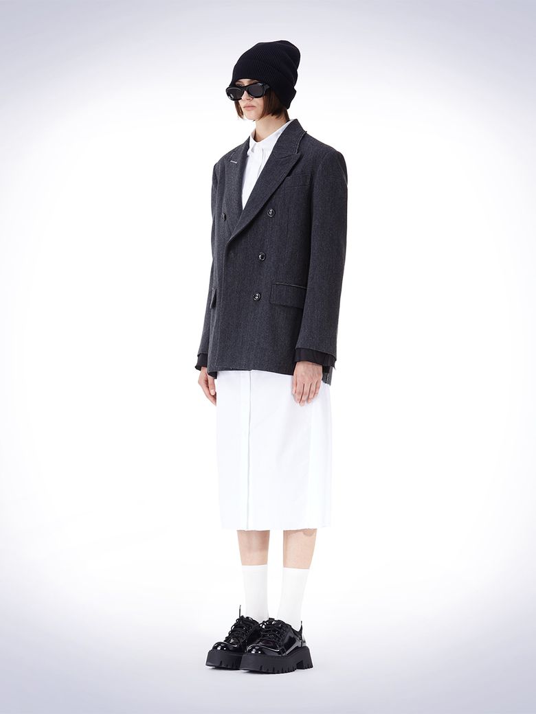 HERRING BONE DOUBLE JACKET DARK GREY