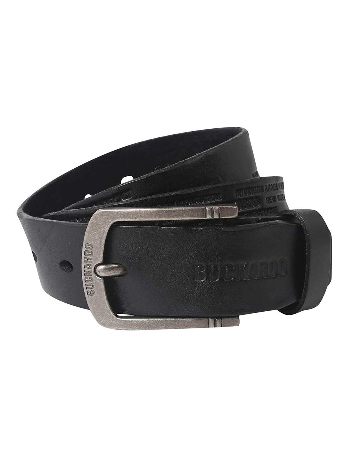 버커루(BUCKAROO) 양각 타이핑 투톤 벨트 (38mm) 블랙