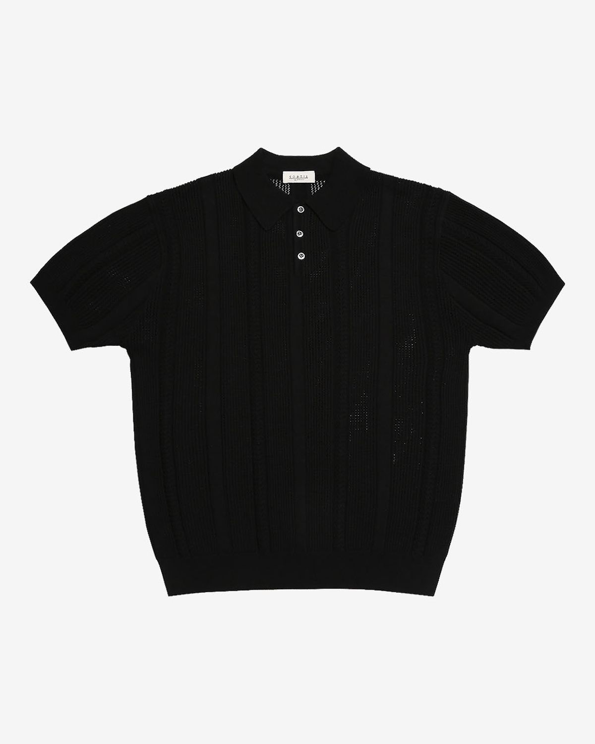 솔티(SORTIE) Mesh Mixed Crochet Polo Knit (Black)