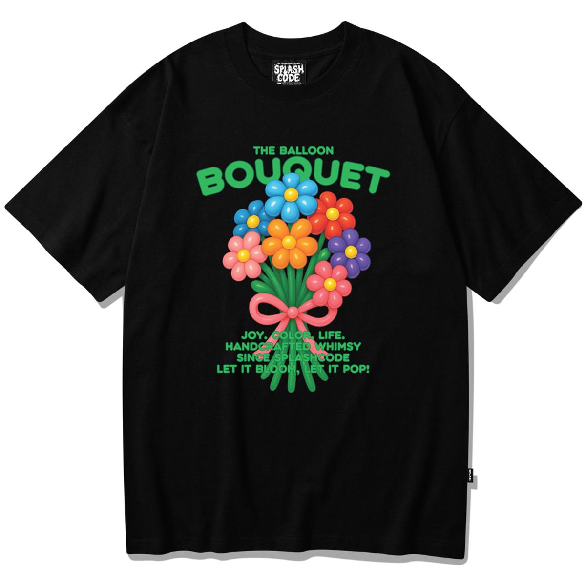 스플래시코드(SPLASHCODE) 반팔 티셔츠 블랙 - 벌룬부케(Balloon Bouquet)
