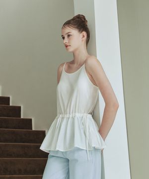 리본 셔링 슬리브리스 / 아이보리