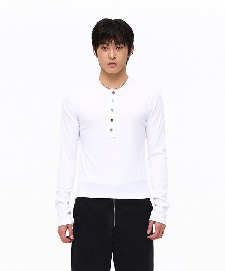 CUT OFF SNAP LONG SLEEVE - WHITE