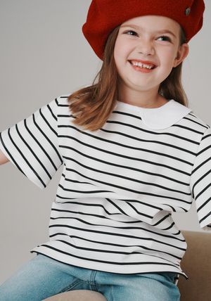 BZ52TS01BK 여아 블랙 스트라이프 티셔츠