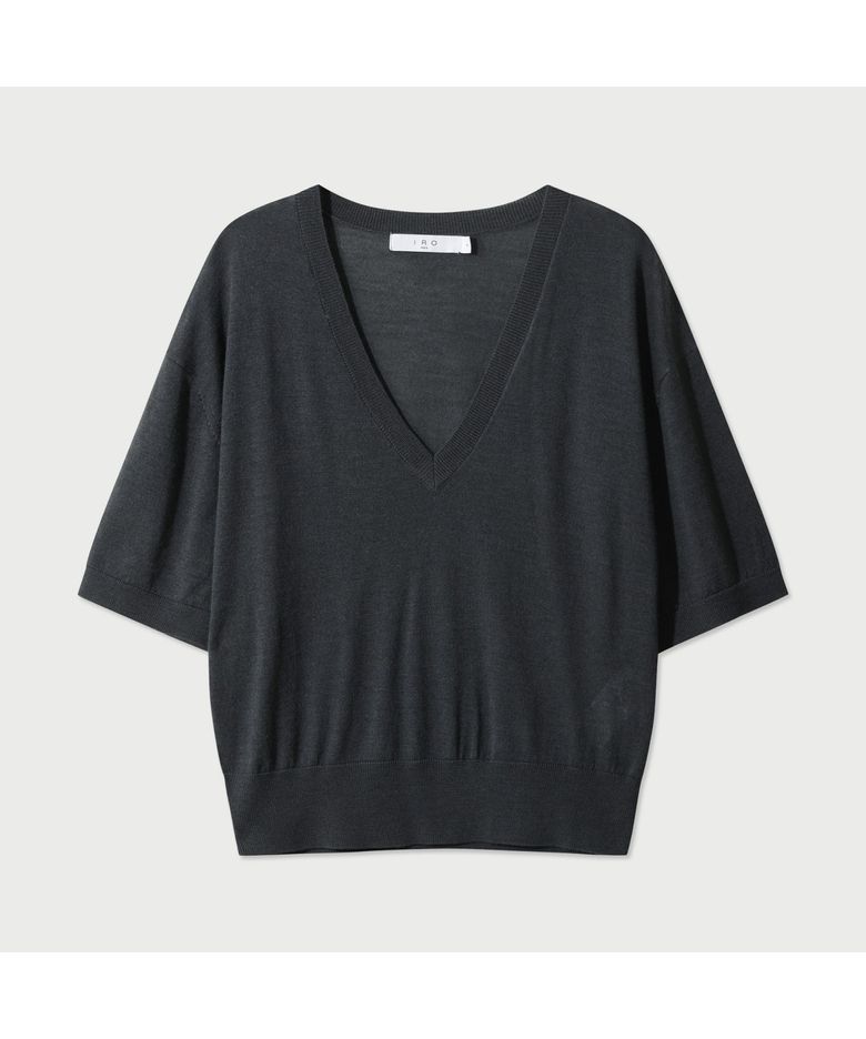 MYLA 브이넥 니트 탑 - Grey Dark