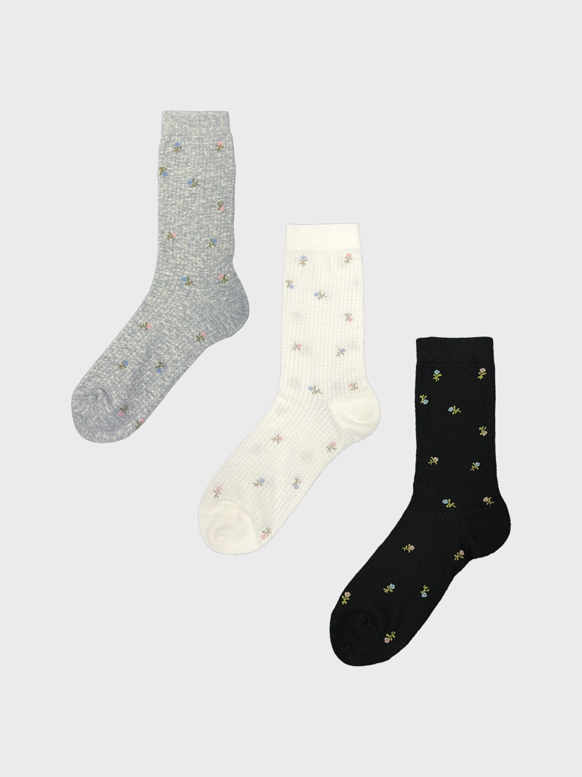 티에스에이치(TSH) 플라워 리브드 양말 3colors