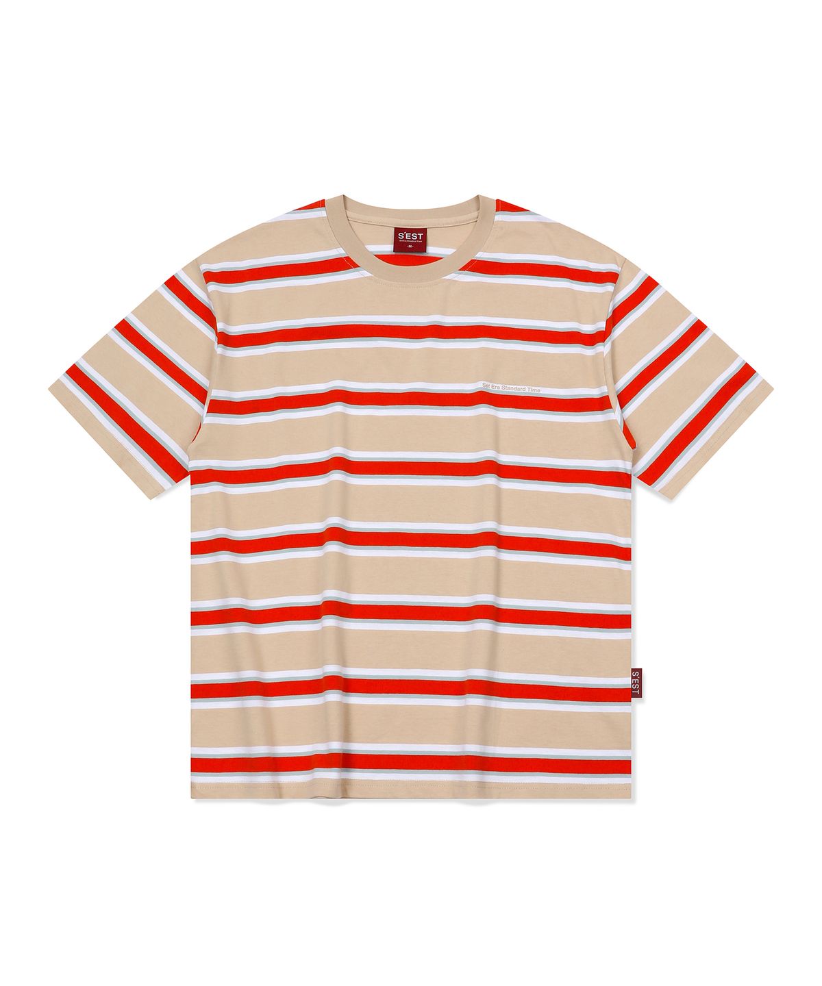 에스이에스티(S'EST) Multi Stripe T-shirts Beige
