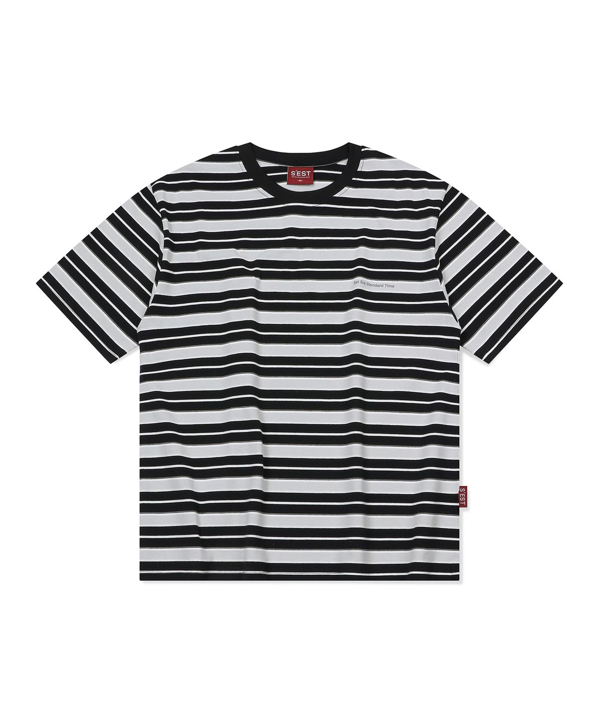 에스이에스티(S'EST) Multi Stripe T-shirts Black