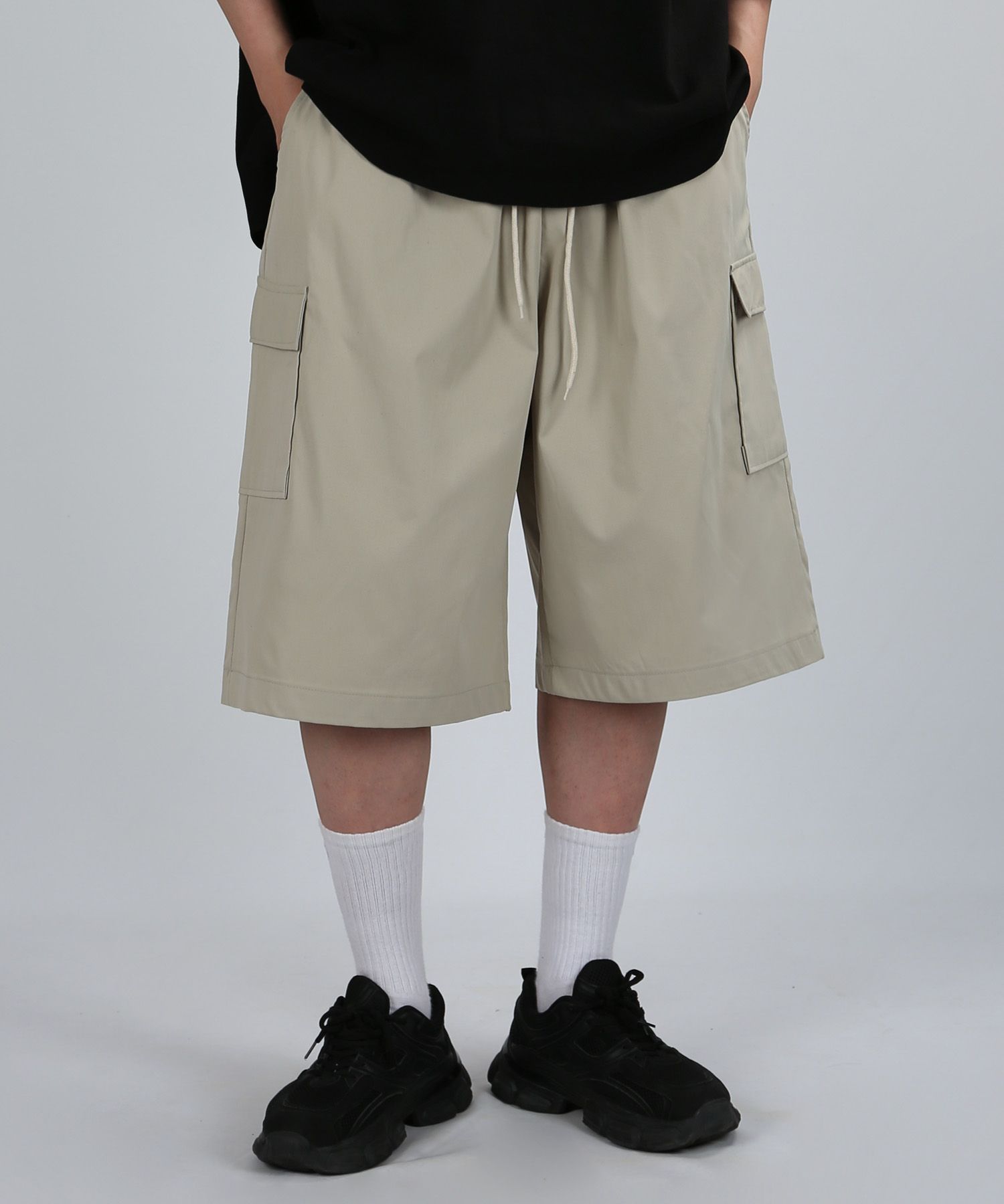 【BAON】[unisex] Myoring Banding Cotton Bermuda Cargo Pants BAON】[unisex] Myoring Banding Cotton Bermuda Cargo Pants