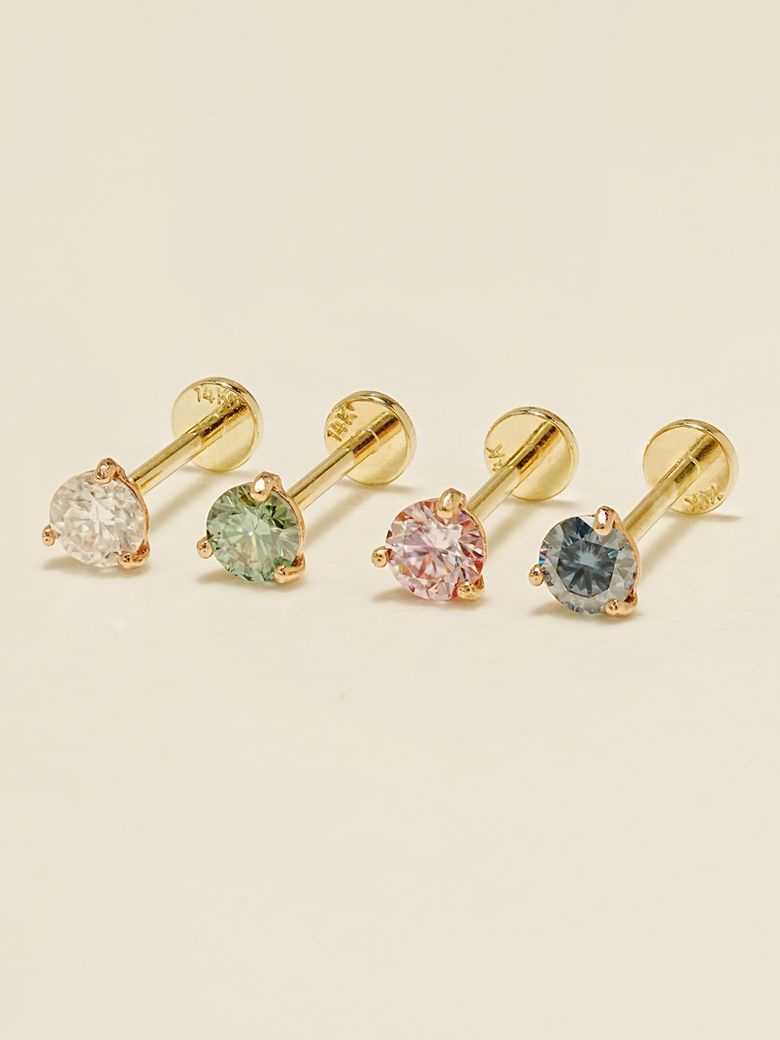 [1mm/1.2mm]14K 인터널 모이사나이트 다이아 미니 삼각 라블렛 피어싱