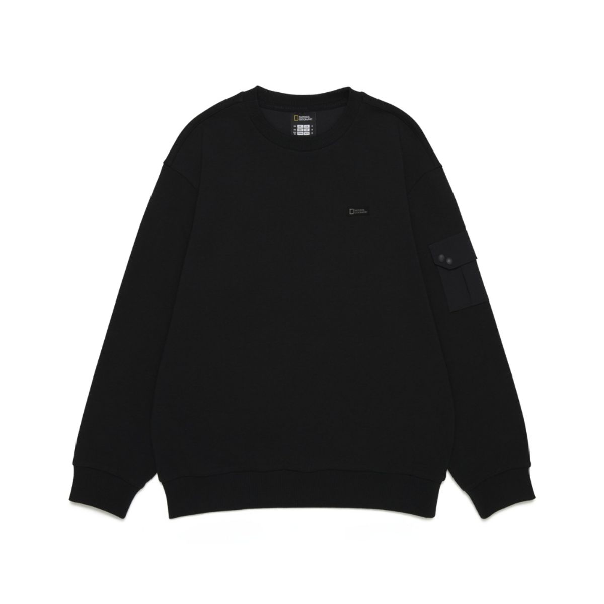 내셔널지오그래픽 키즈(NATIONAL GEOGRAPHIC KIDS) K253USW830 어드벤처 소매포켓 백그래픽 맨투맨 CARBON BLACK