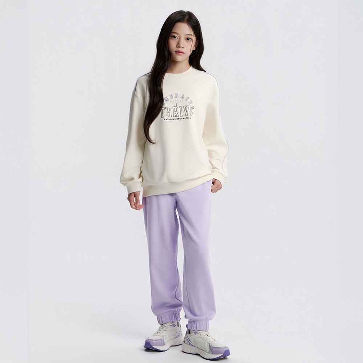 내셔널지오그래픽 키즈(NATIONAL GEOGRAPHIC KIDS) K253UPB910 맨투맨 상하 SET CREAM
