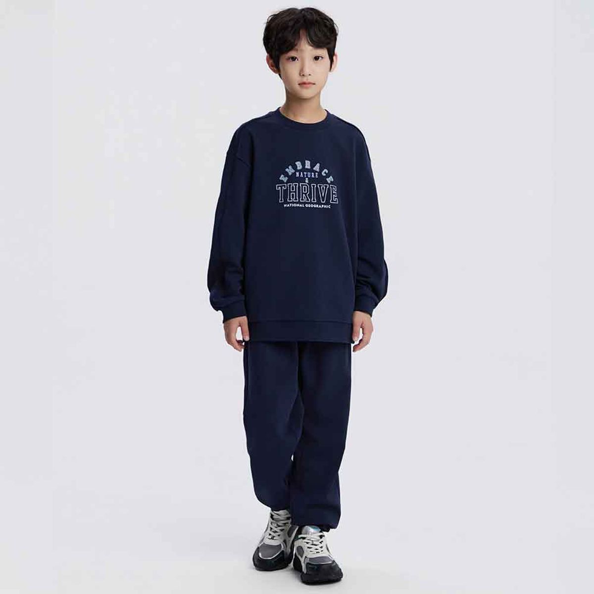 내셔널지오그래픽 키즈(NATIONAL GEOGRAPHIC KIDS) K253UPB910 맨투맨 상하 SET NAVY