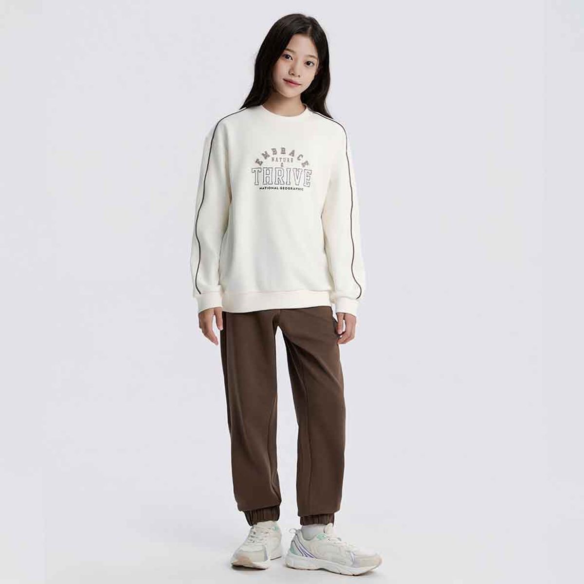 내셔널지오그래픽 키즈(NATIONAL GEOGRAPHIC KIDS) K253UPB910 맨투맨 상하 SET IVORY