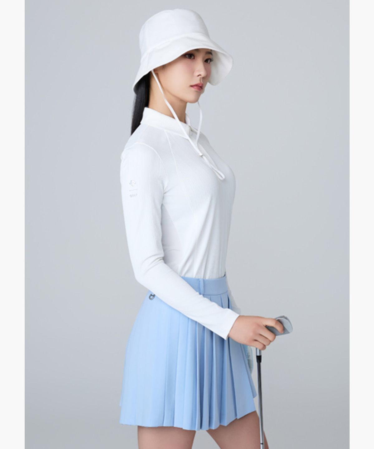 데상트 골프(DESCENTE GOLF) 여성 냉감 믹스 골지 카라 티셔츠 (DQ32WFTL8F)