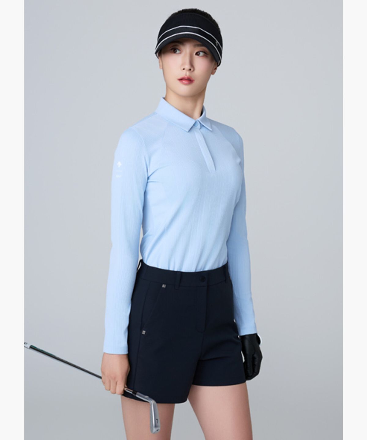 데상트 골프(DESCENTE GOLF) 여성 냉감 믹스 골지 카라 티셔츠 (DQ32WFTL8F)