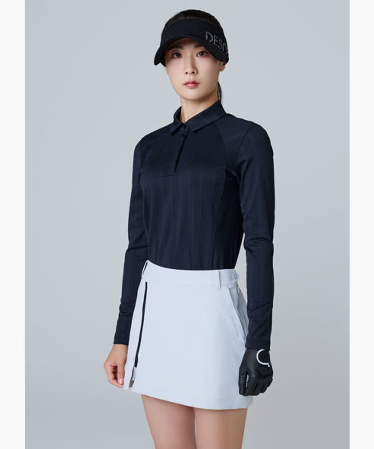 데상트 골프(DESCENTE GOLF) 여성 냉감 믹스 골지 카라 티셔츠 (DQ32WFTL8F)