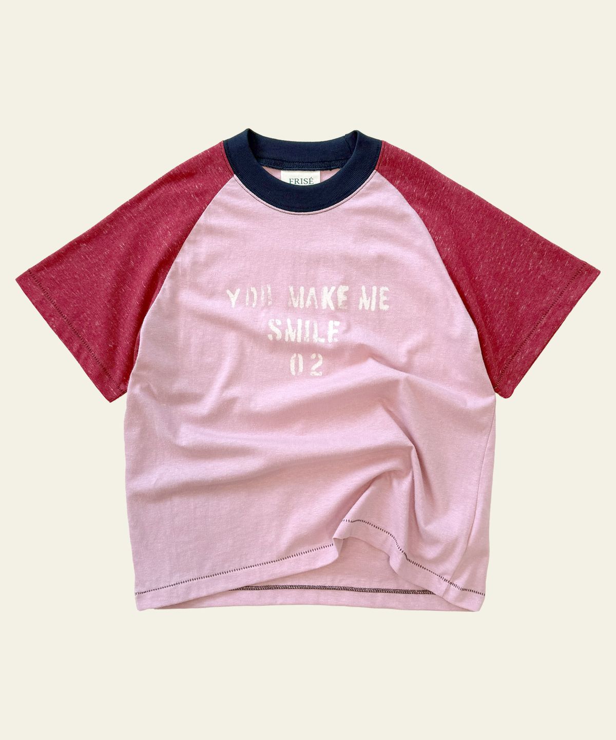 프리제(FRISE) SMILE raglan short sleeved-t, pink
