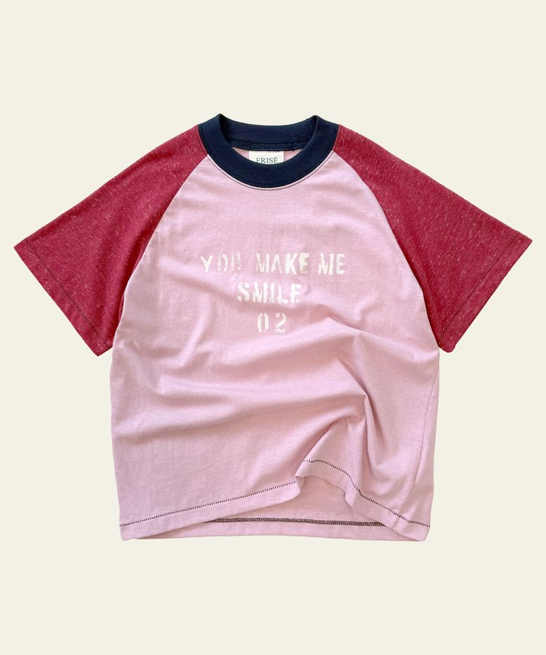 SMILE raglan short sleeved-t, pink