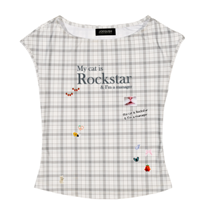 Boat Neck Sleeveless Top (Plaid Check)