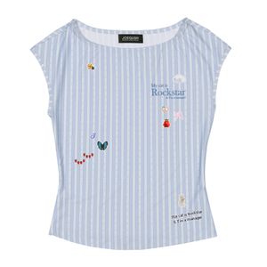 Boat Neck Sleeveless Top (Star Stripe)