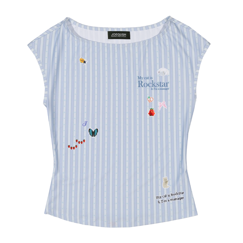 Boat Neck Sleeveless Top (Star Stripe)