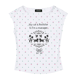 Boat Neck Sleeveless Top (Flower Cross-stitch)