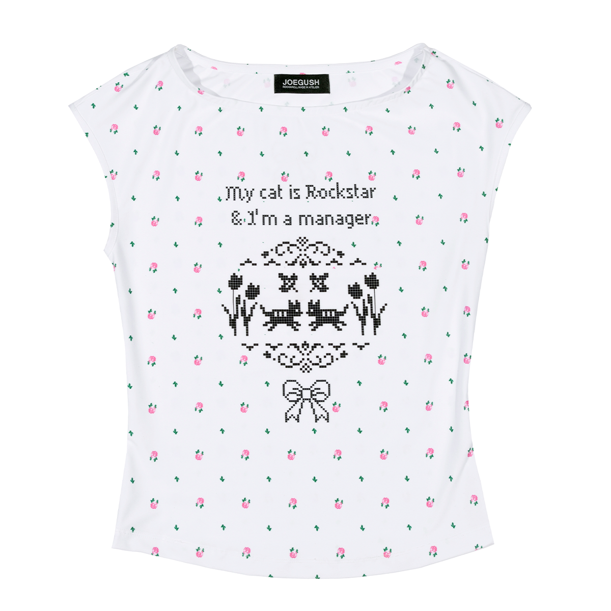 조거쉬(JOEGUSH) Boat Neck Sleeveless Top (Flower Cross-stitch)