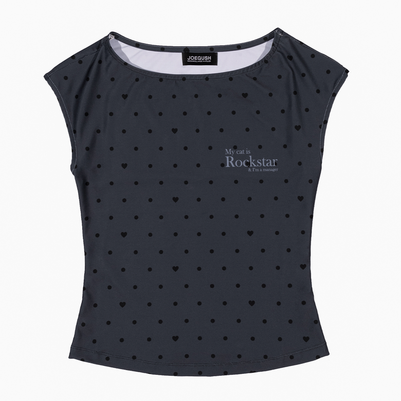 Boat Neck Sleeveless Top (Heart Dot)
