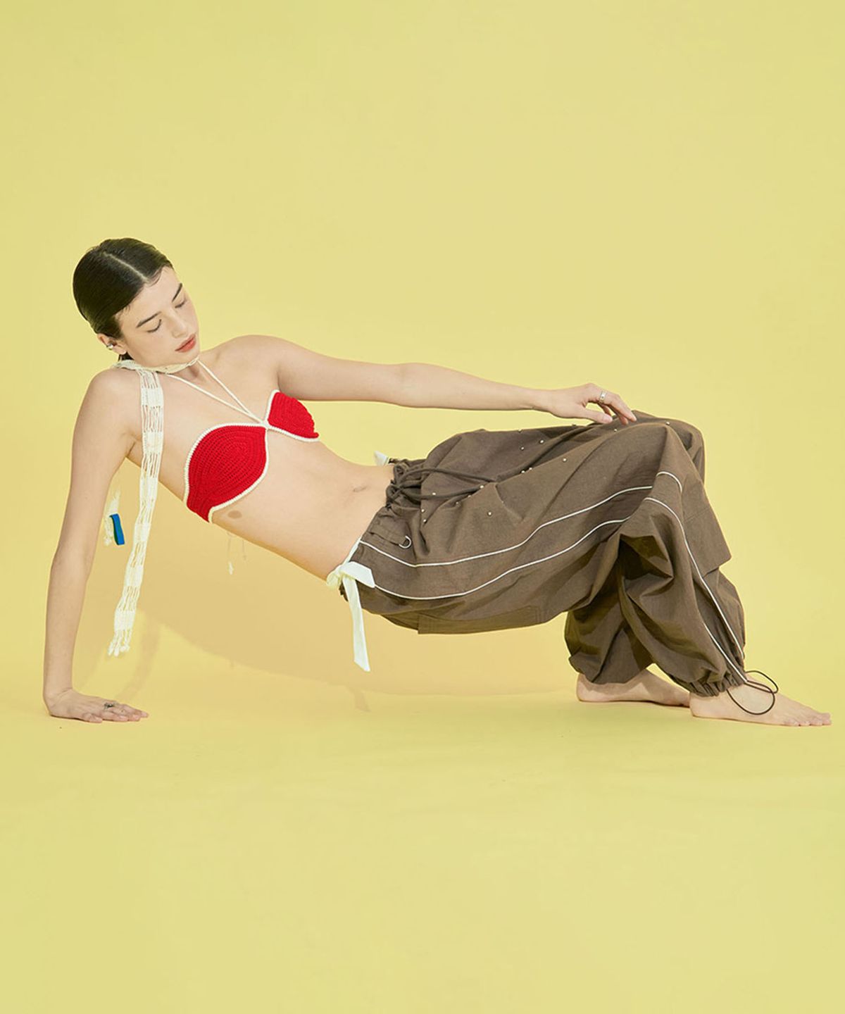 오로지(OROGEE) CROCHET BIKINI & TIE SET_RED